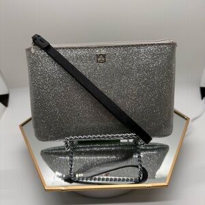 Kate Spade Silver Clutch with Silver Interior and care card
